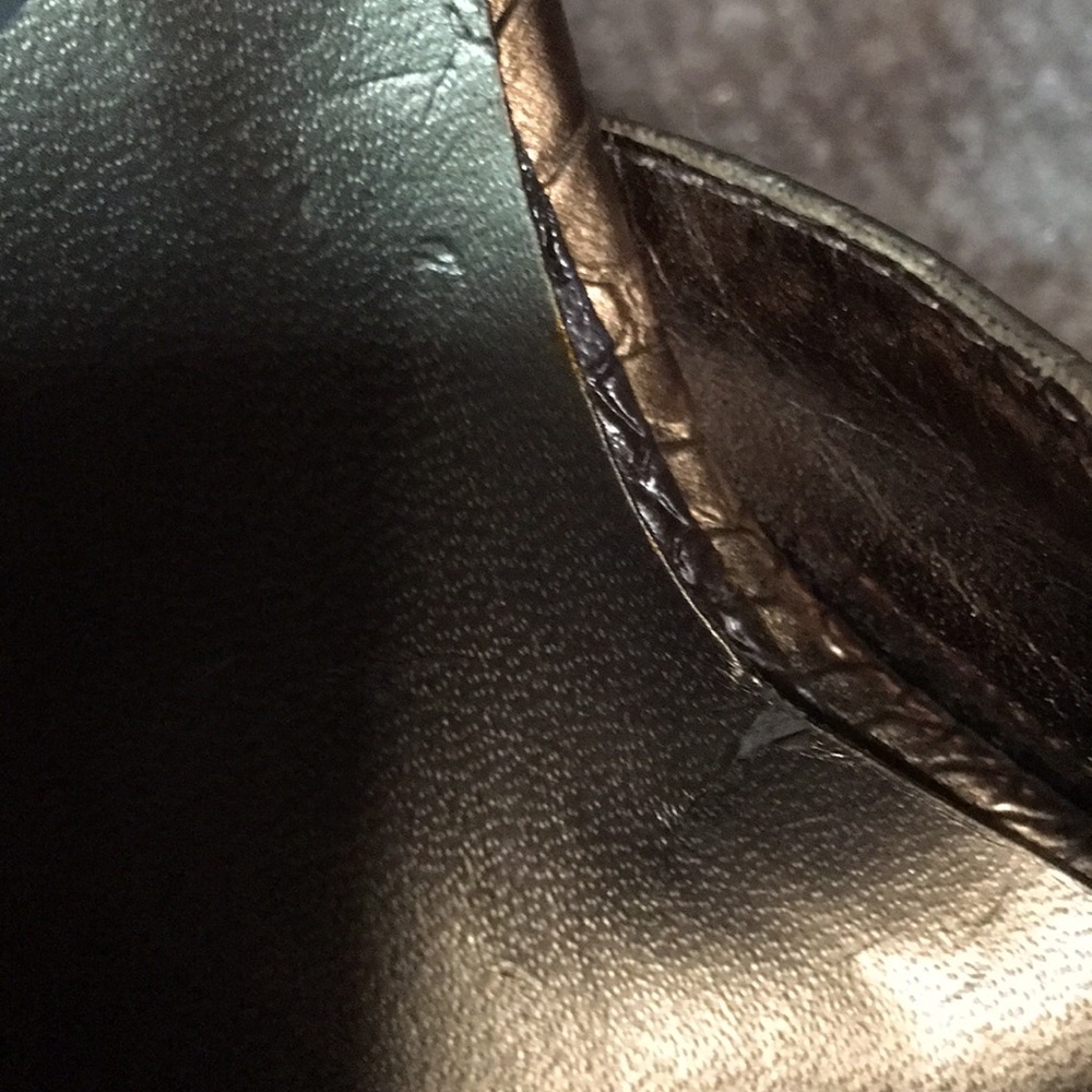 BALLISTIC METALLIC GOLD KITTEN HEEL d'Orsay style PUMPS BUCKLES - Picture 9 of 10